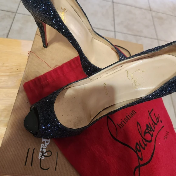 Christian Louboutin Black Glitter Pumps - Picture 4 of 9